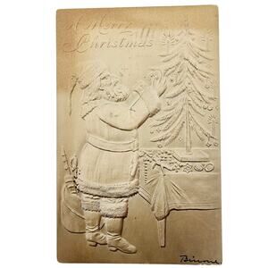 1906 Antique Vintage Christmas Holiday Santa Claus Embossed Postcard Posted